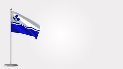 Drapeau Du Lac-Saint-Jean 3D waving flag illustration on Flagpole. Perfect for background with space on the right side.