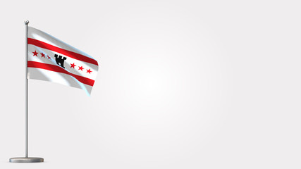 Drenthe 3D waving flag illustration on Flagpole. Perfect for background with space on the right side.