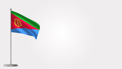Eritrea 3D waving flag illustration on Flagpole. Perfect for background with space on the right side.