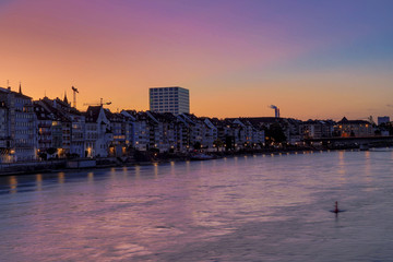 Fototapeta premium Basel, Switzerland skyline at sunset