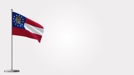 Georgia 3D waving flag illustration on Flagpole. Perfect for background with space on the right side.