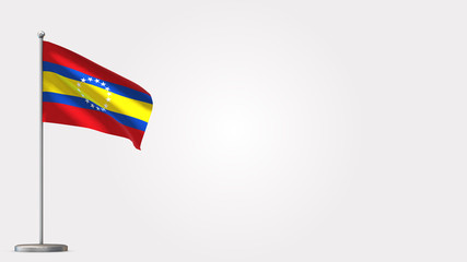 Loja Ecuador 3D waving flag illustration on Flagpole. Perfect for background with space on the right side.