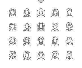 Woman avatar Well-crafted Pixel Perfect Vector Thin Line Icons 30 2x Grid for Web Graphics and Apps. Simple Minimal Pictogram