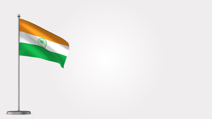 Miami Florida 3D waving flag illustration on Flagpole. Perfect for background with space on the right side.