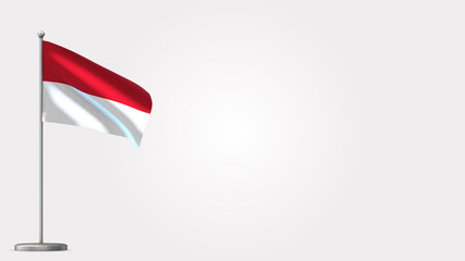 Monaco 3D waving flag illustration on Flagpole. Perfect for background with space on the right side.