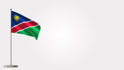 Namibia 3D waving flag illustration on Flagpole. Perfect for background with space on the right side.