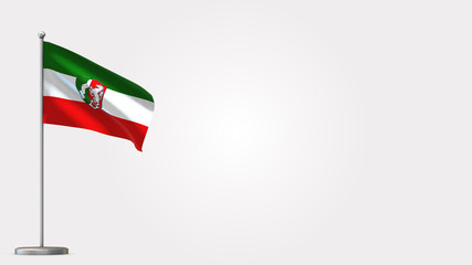 North Rhine-Westphalia 3D waving flag illustration on Flagpole. Perfect for background with space on the right side.
