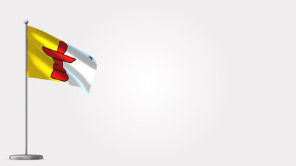 Nunavut 3D waving flag illustration on Flagpole. Perfect for background with space on the right side.