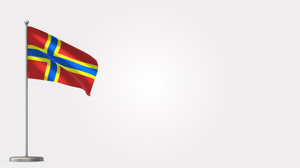 Orkney 3D waving flag illustration on Flagpole. Perfect for background with space on the right side.