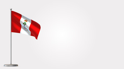 Royal Military College Of Canada 3D waving flag illustration on Flagpole. Perfect for background with space on the right side.