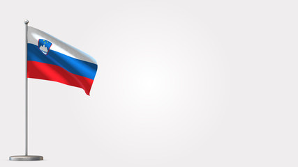 Slovenia 3D waving flag illustration on Flagpole. Perfect for background with space on the right side.