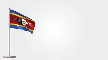 Swaziland 3D waving flag illustration on Flagpole. Perfect for background with space on the right side.