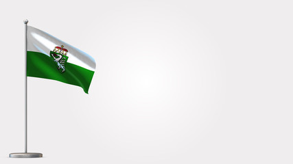 Styria 3D waving flag illustration on Flagpole. Perfect for background with space on the right side.
