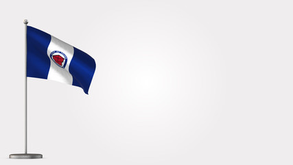 Toledo Ohio 3D waving flag illustration on Flagpole. Perfect for background with space on the right side.