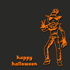 Halloween background. Halloween orange and black illustration with spooky heroes..