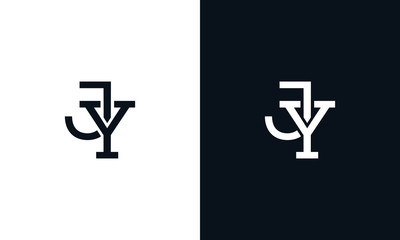 Minimalist line art letter JY logo. This logo icon incorporate with two letter in the creative way. - obrazy, fototapety, plakaty