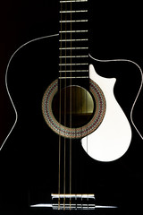 Fototapeta premium Black classic guitar in perspective