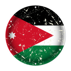 Jordan - round metal scratched flag, screw holes