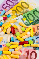 euro money bills and tablets