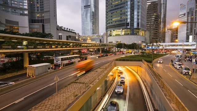 Busy roads in Central, Hong Kong, time lapse