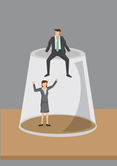 Fototapeta premium Glass Ceiling at Work Cartoon Vector Illustration