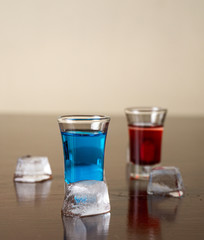 shots of Blue Curacao and Granadine