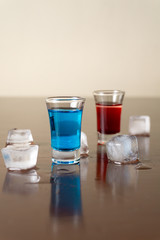 shots of Blue Curacao and Granadine