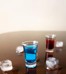 shots of Blue Curacao and Granadine