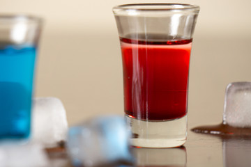 shots of Blue Curacao and Granadine