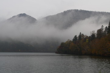 然別湖の靄