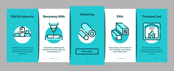 Metallurgical Onboarding Mobile App Page Screen Vector Thin Line. Factory Furnace, Metal Melting And Metallurgical Pipe Foundry Concept Linear Pictograms. Contour Illustrations