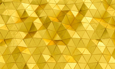 geometric pattern with triangular shapes in gold-colored metal.
