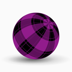 purple, black tartan ball with stripes and shadow