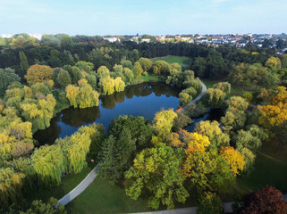Aerial view over the Volkspark Laaer Berg in Vienna/ Austria. Travel and vacation concept.
