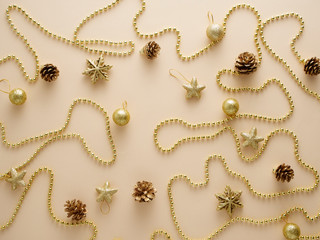 Christmas gold glitter elements.