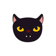 face of black cat halloween isolated icon vector illustration design