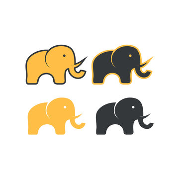 illustration of elephant logo set 