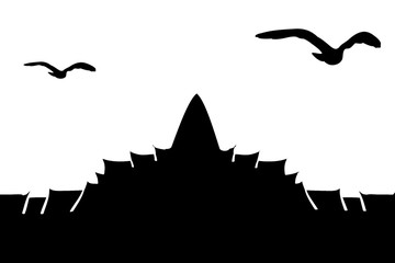 This is Wat Arun temple on white background.illustration