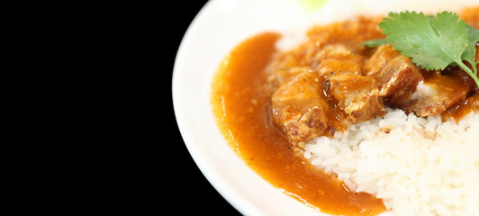 crispy pork rice with rice , delicious of Thai food