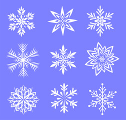 Fototapeta na wymiar Set of vector images of snowflakes.