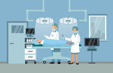 Vector medical concept Surgeons in operation theater. - obrazy, fototapety, plakaty