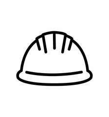 construction safety helmet line icon flat style illustration