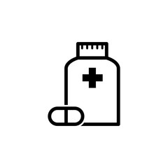 Obraz premium capsule vector icon, pill icon,medicine bottle icon, flat design best vector illustration