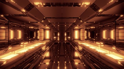 Fototapeta na wymiar futuristic space hangar tunnel corridor with cool reflections and glass bottom 3d rendering wallpaper background