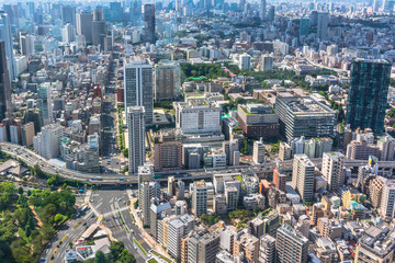 Fototapeta na wymiar Tokyo city skyline aerial view from Tokyo Tower, Japan