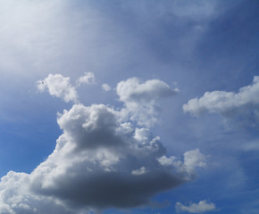 Stratocumulus white clouds in the blue sky natural background beautiful nature space for write