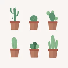 Rolgordijnen Cactus in pot Set van vectorcactus in pot