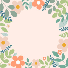Botanical frame template. Flowers background