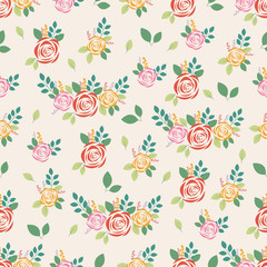 Seamless pattern with rose on pastel background