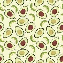  pattern with ripe green avocados.